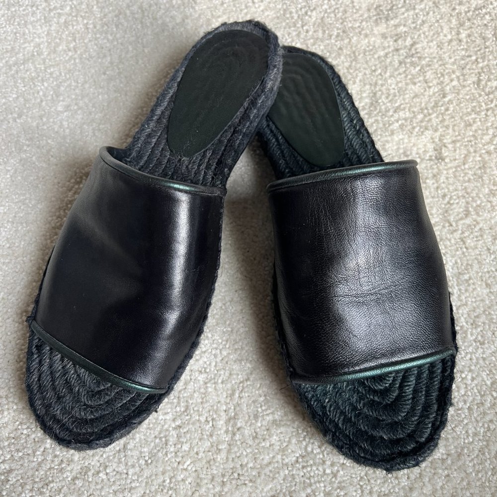 Worn once!  Spanish Espadrilles!  Black w/ a metallic teal trim  Size 40 Europe